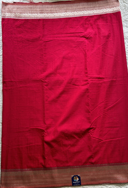 Semi Georgette Saree Hot Pink Colored Elegantly Paired with a Zari Border. - Sampradaya Designer Studio