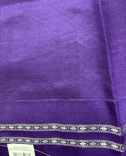 Pure Chiniya Silk Saree Purple Colored Elegantly Paired with a Gold Zari Border.