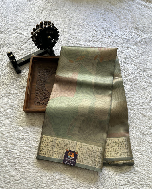 Banarasi Tissue Fancy Saree Onion Pink Colored Complemented with a Zari Border. - Sampradaya Designer Studio