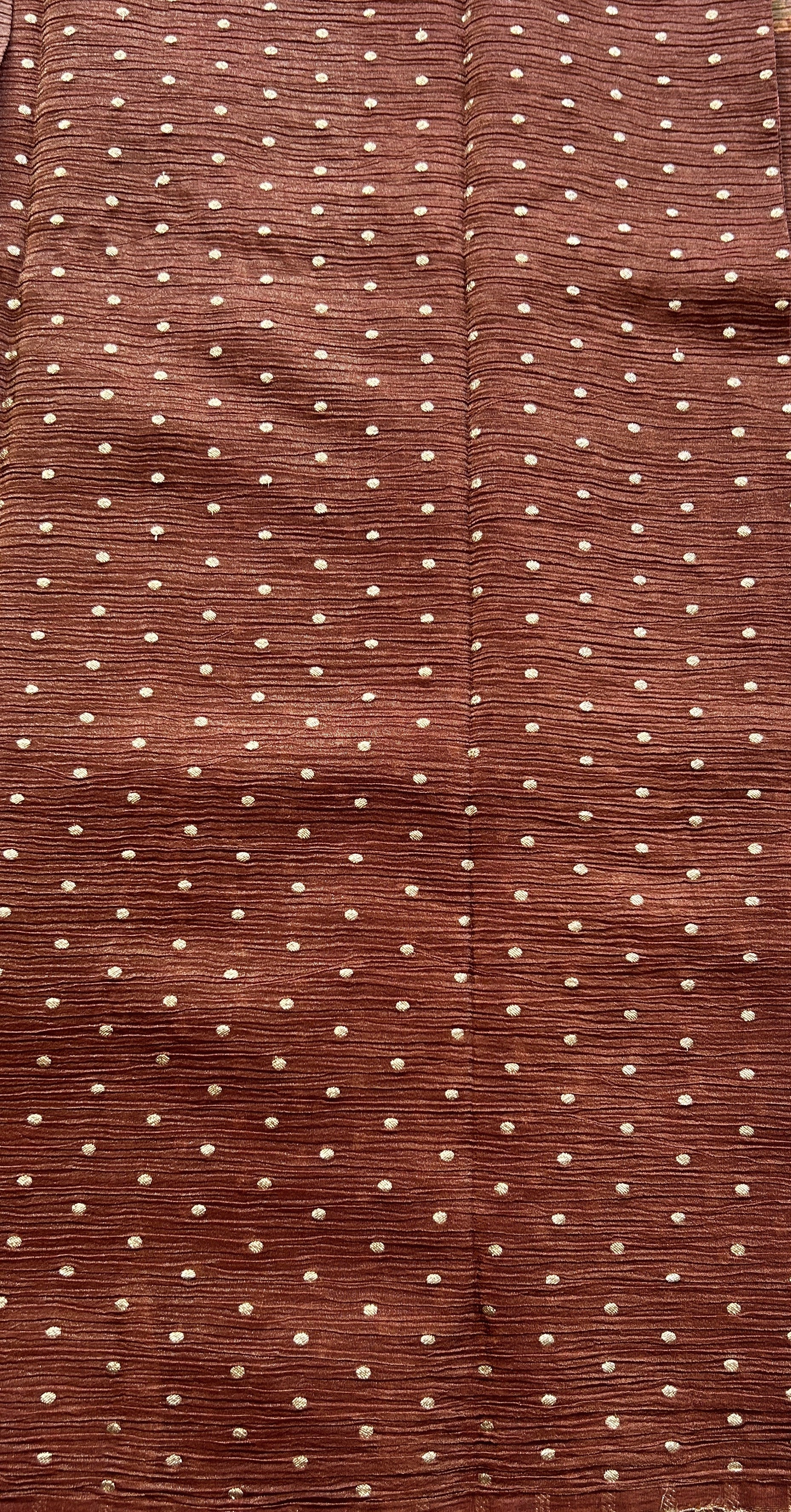 Banarasi Fancy Crushed Saree Dark Rust Colored Complemented with a Zari Border. - Sampradaya Designer Studio