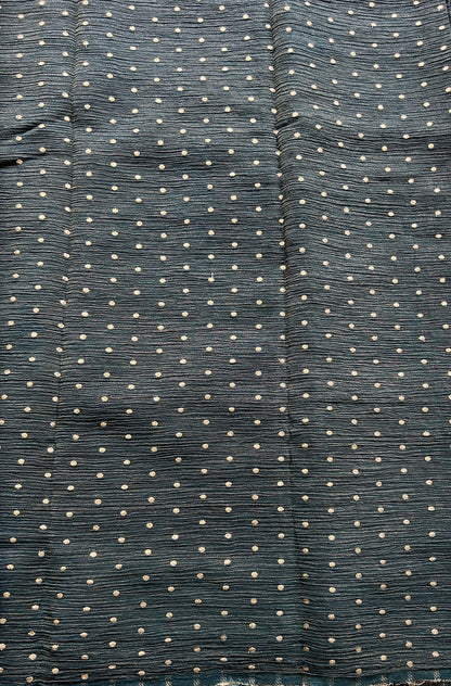 Banarasi Fancy Crushed Saree Peacock Blue Colored Paired with a Zari Border. - Sampradaya Designer Studio