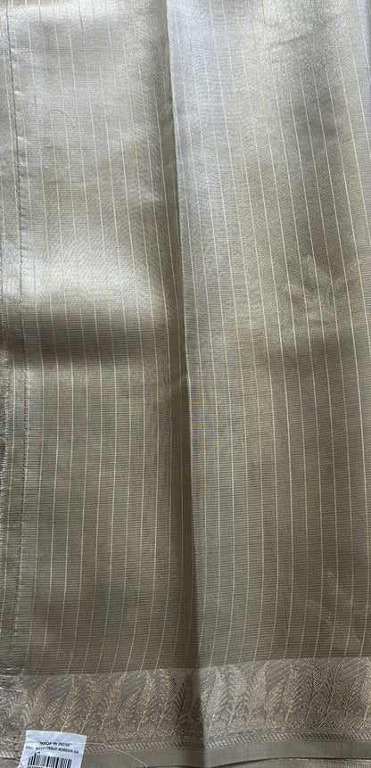 Banarasi Tissue Fancy Saree Beige Colored Paired with a Zari Border. - Sampradaya Designer Studio