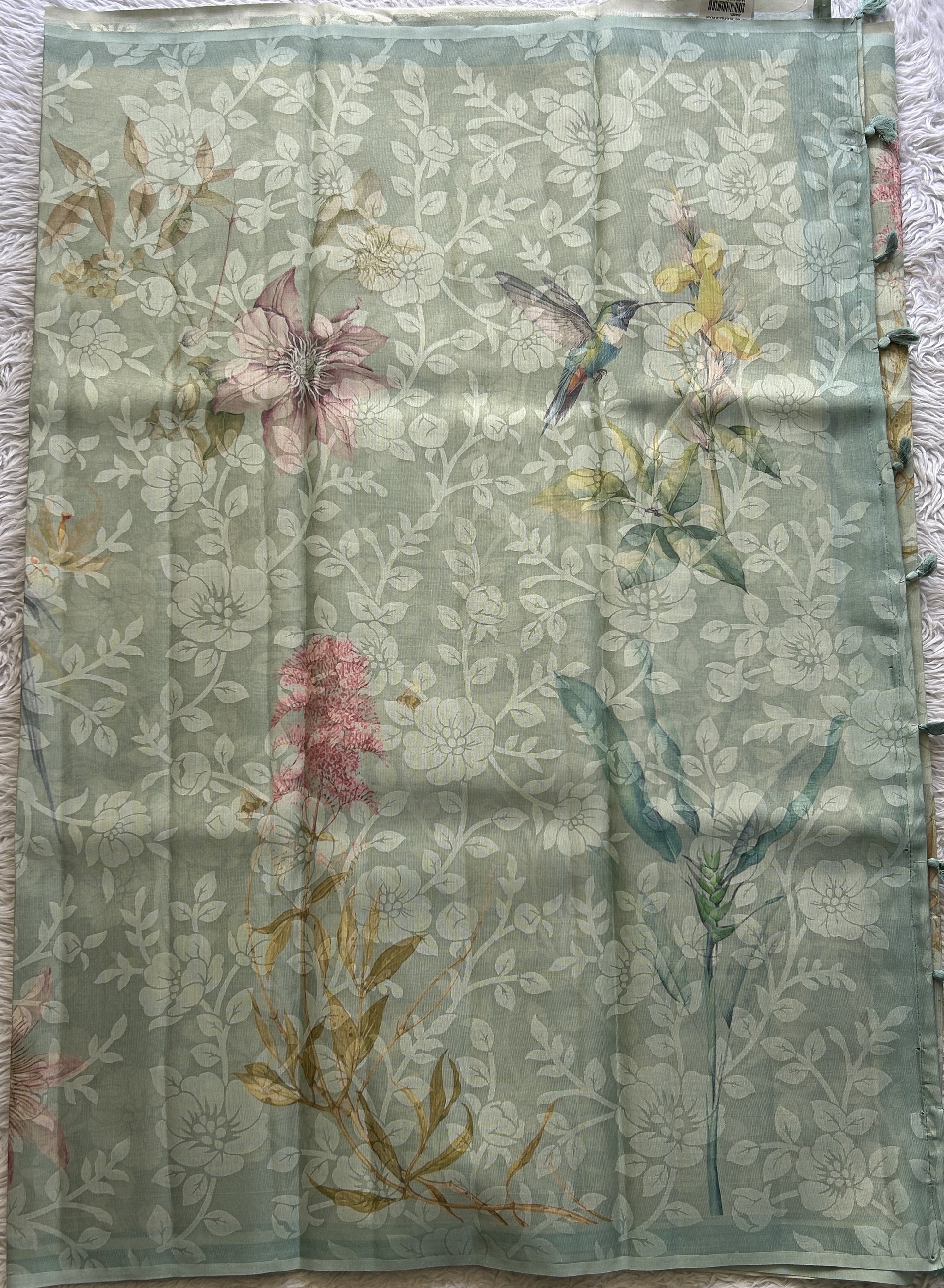 Banarasi Tissue Fancy Saree Light Blue Colored Paired with a Borderless. - Sampradaya Designer Studio