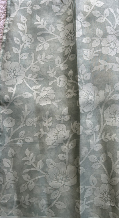 Banarasi Tissue Fancy Saree Light Blue Colored Paired with a Borderless. - Sampradaya Designer Studio