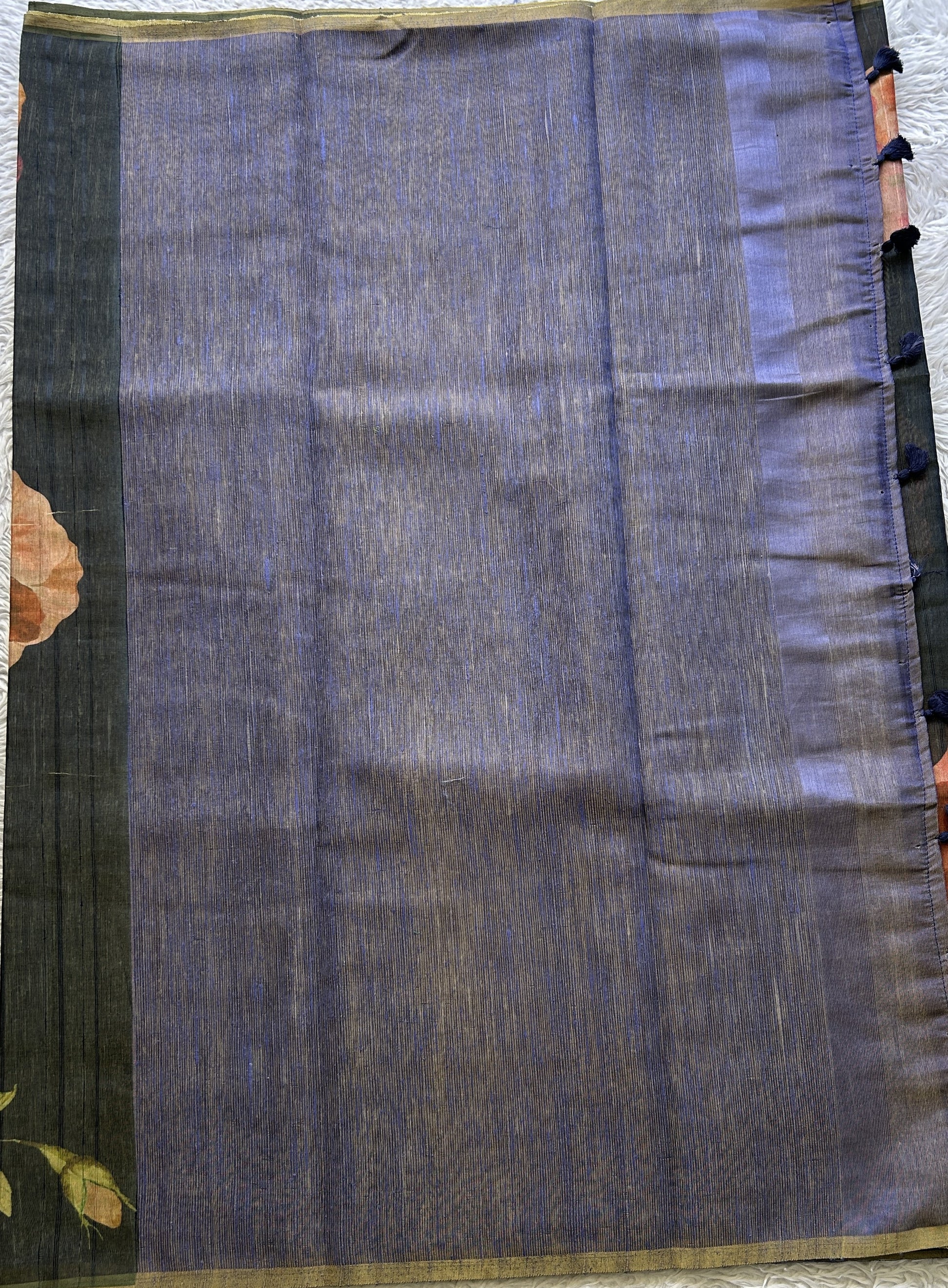 Banarasi Tissue Fancy Saree Navy Blue Colored Paired with a Borderless. - Sampradaya Designer Studio