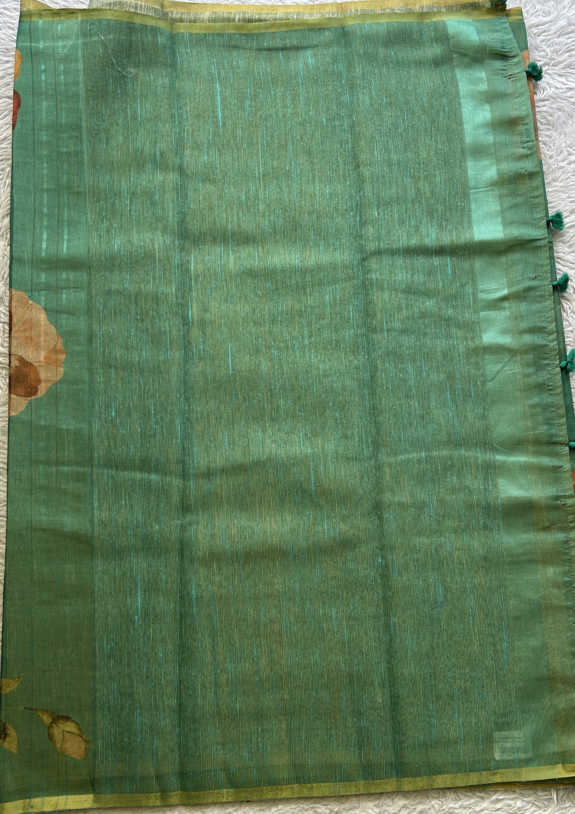 Banarasi Tissue Fancy Saree Rama Green Colored Paired with a Borderless. - Sampradaya Designer Studio