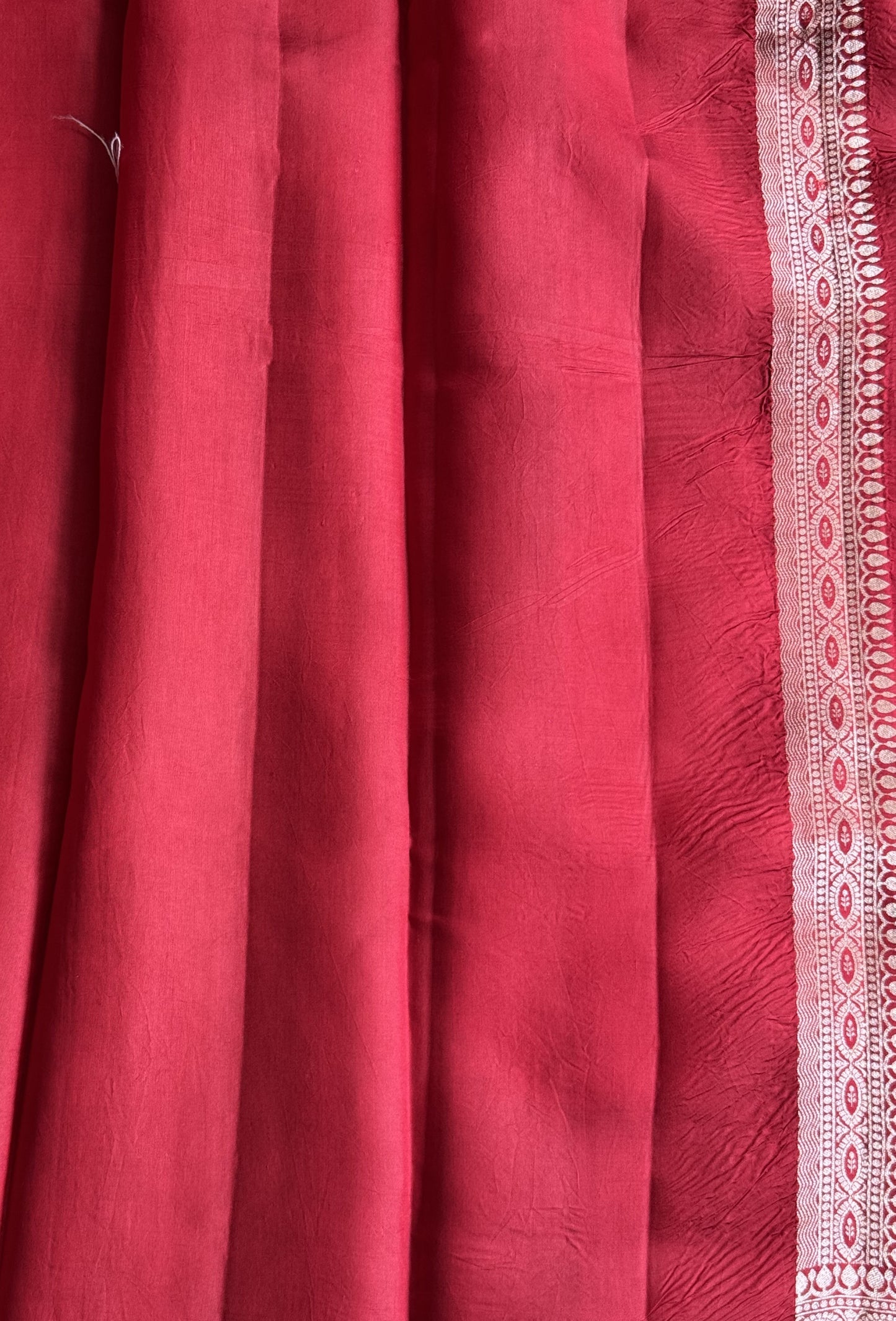 Chiniya Silk Saree Red Colored Elegantly Paired With a Zari Border - Sampradaya Designer Studio