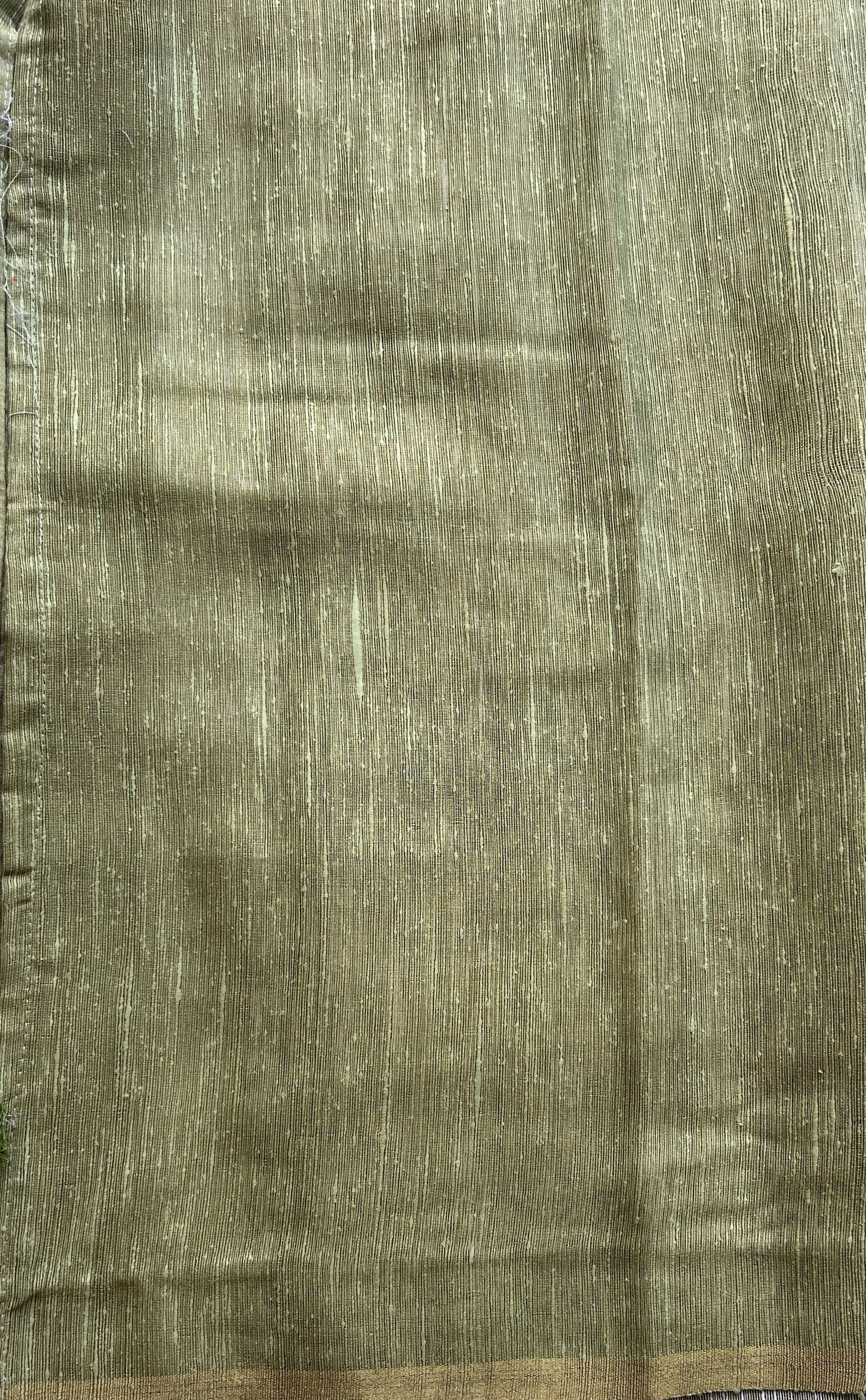 Banarasi Tissue Fancy Saree Parrot Green Colored Paired with a Borderless. - Sampradaya Designer Studio