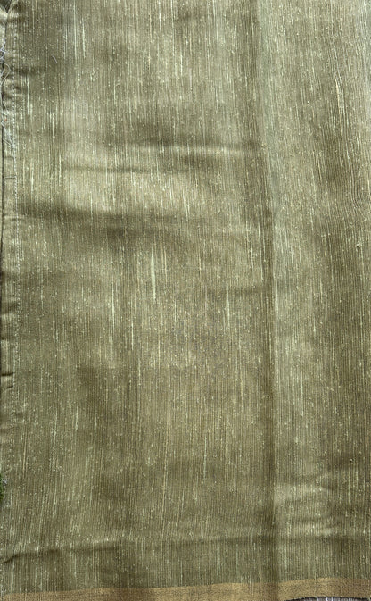 Banarasi Tissue Fancy Saree Parrot Green Colored Paired with a Borderless. - Sampradaya Designer Studio