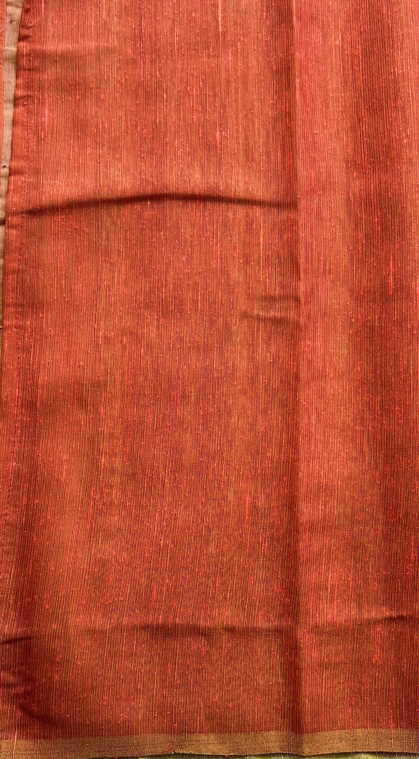 Banarasi Tissue Fancy Saree Dark Orange Colored Paired with a Borderless. - Sampradaya Designer Studio