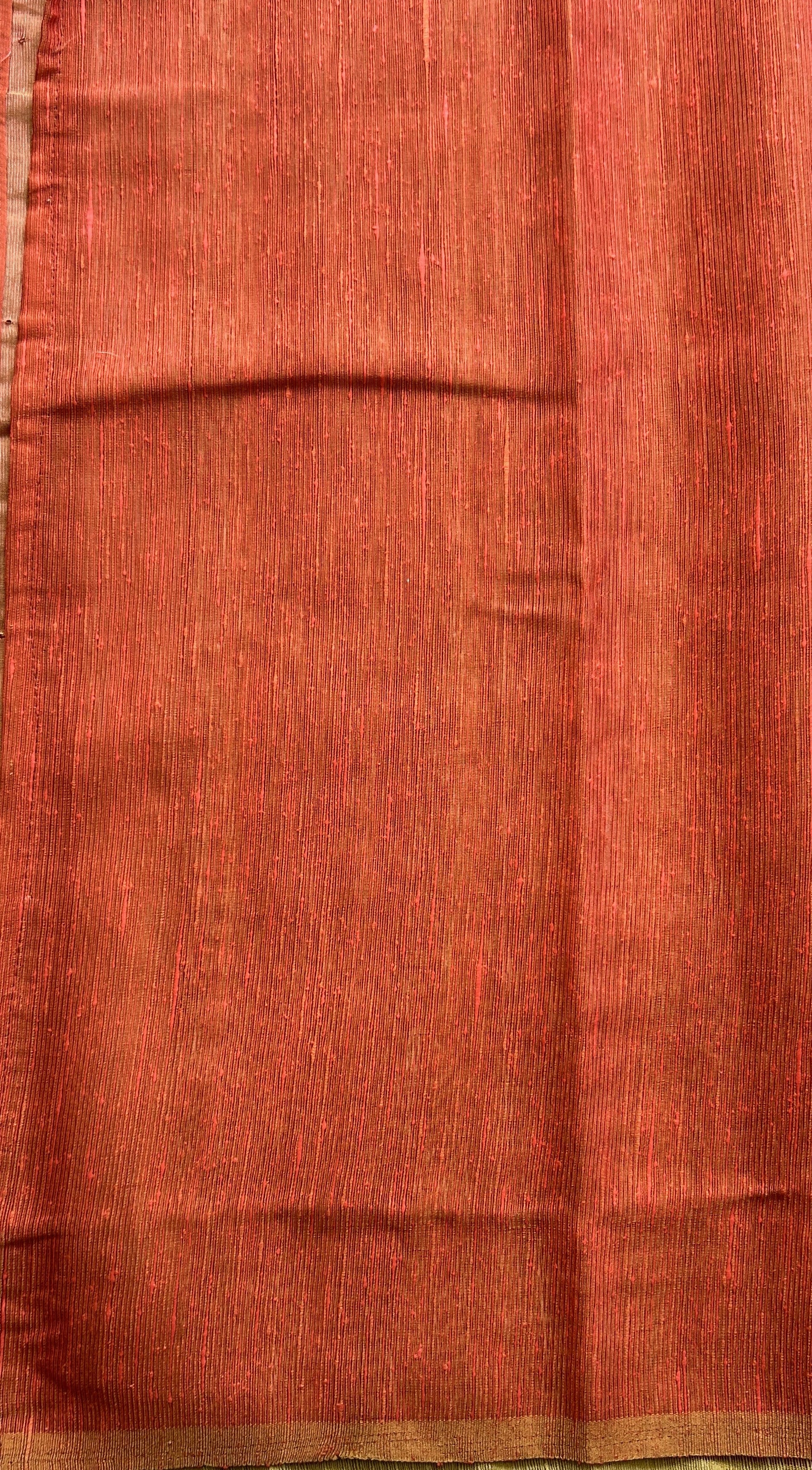Banarasi Tissue Fancy Saree Dark Orange Colored Paired with a Borderless. - Sampradaya Designer Studio