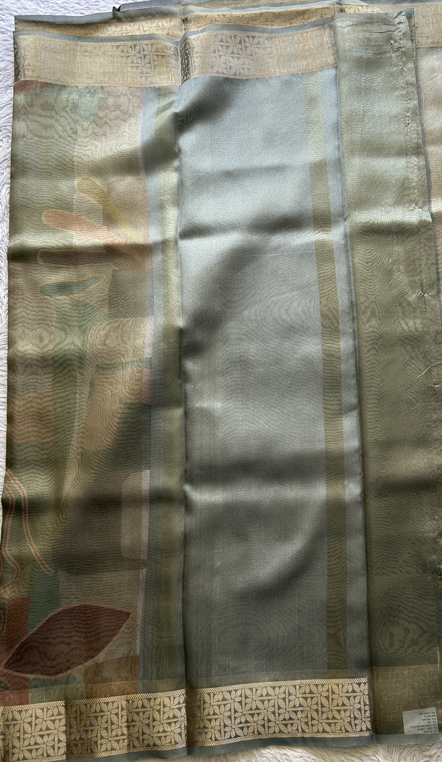 Banarasi Tissue Fancy Saree Sea Green Colored Complemented with a Zari Border. - Sampradaya Designer Studio