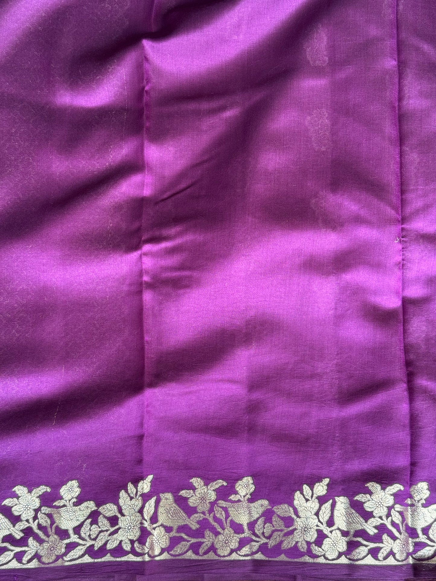 Chiniya Silk Saree Purple Colored Elegantly Paired With a Zari Border - Sampradaya Designer Studio