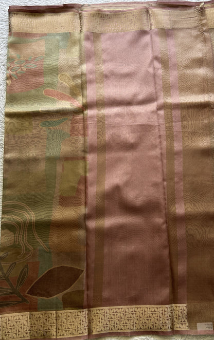 Banarasi Tissue Fancy Saree Onion Pink Colored Complemented with a Zari Border. - Sampradaya Designer Studio
