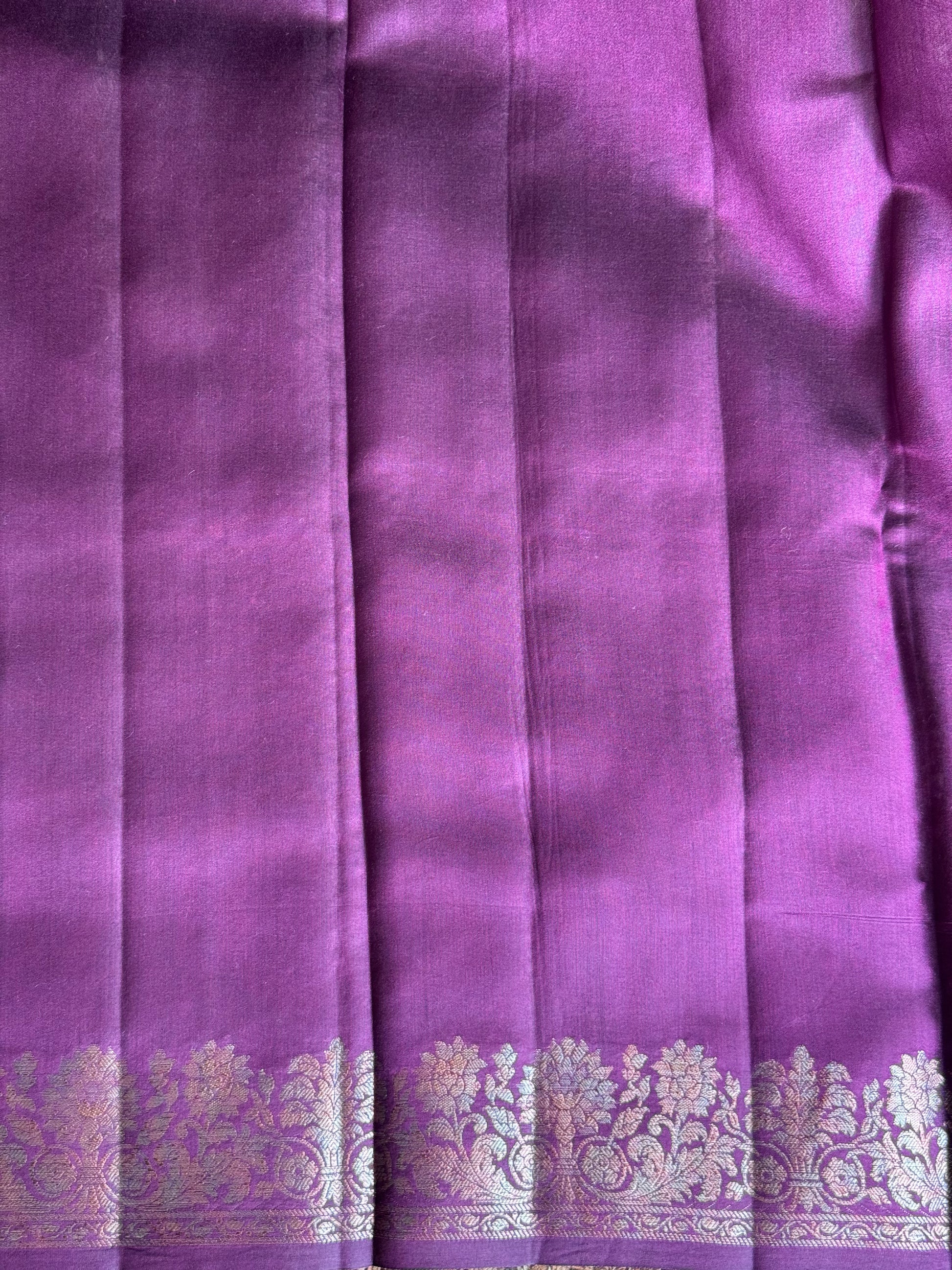 Chiniya Silk Saree Wine Colored Elegantly Paired With a Zari Border - Sampradaya Designer Studio