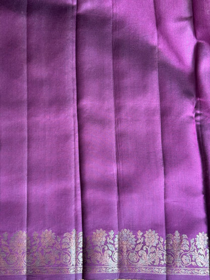 Chiniya Silk Saree Wine Colored Elegantly Paired With a Zari Border - Sampradaya Designer Studio