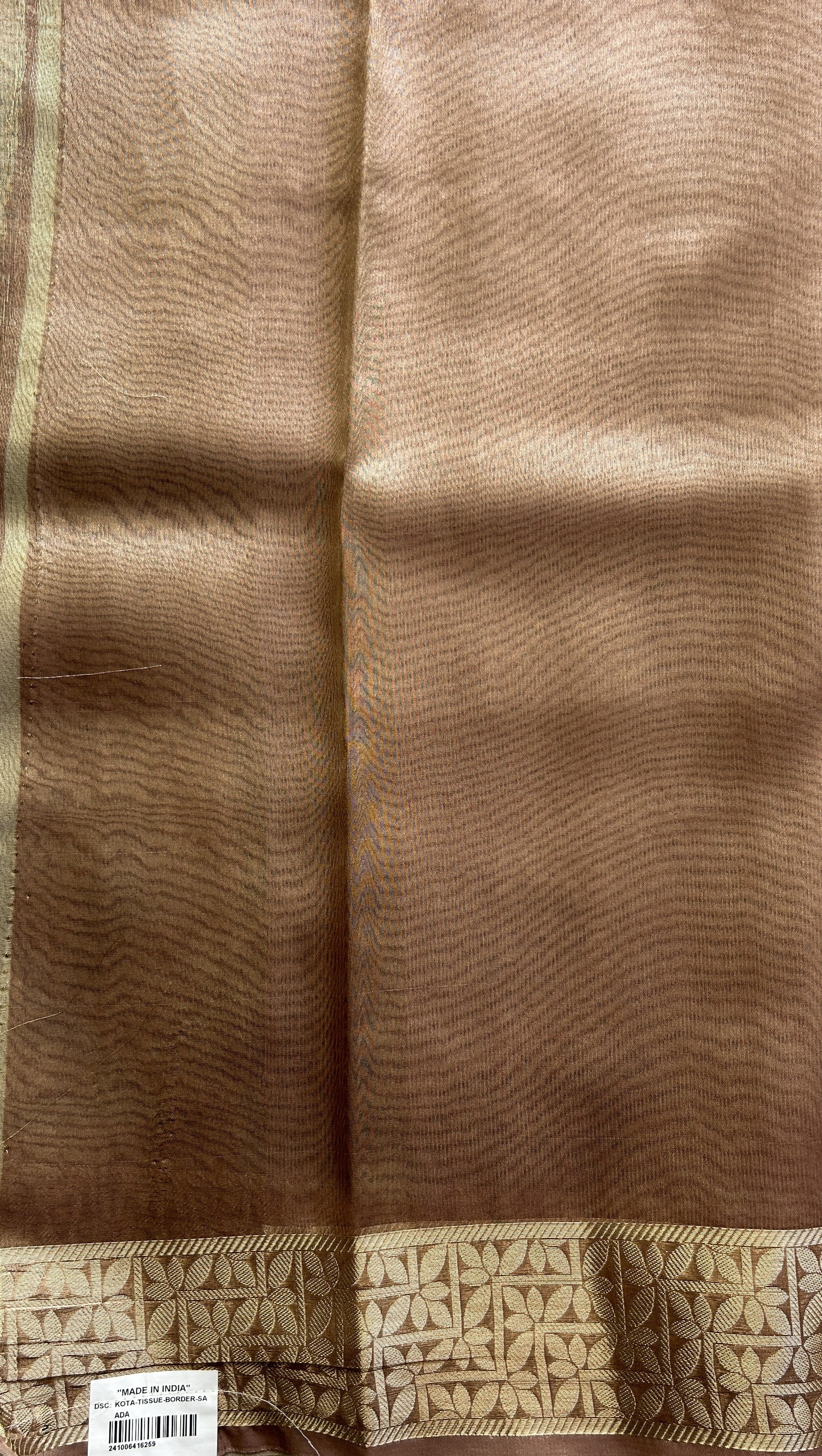 Banarasi Tissue Fancy Saree Sandcastle Colored Complemented with a Zari Border. - Sampradaya Designer Studio