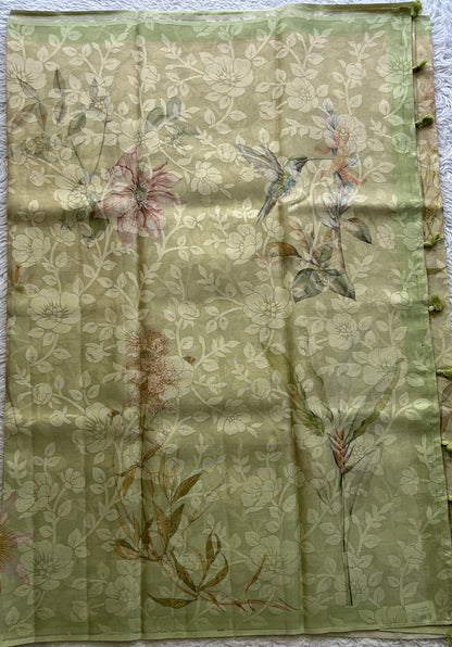 Banarasi Tissue Fancy Saree Light Green Colored Complemented with a Borderless. - Sampradaya Designer Studio