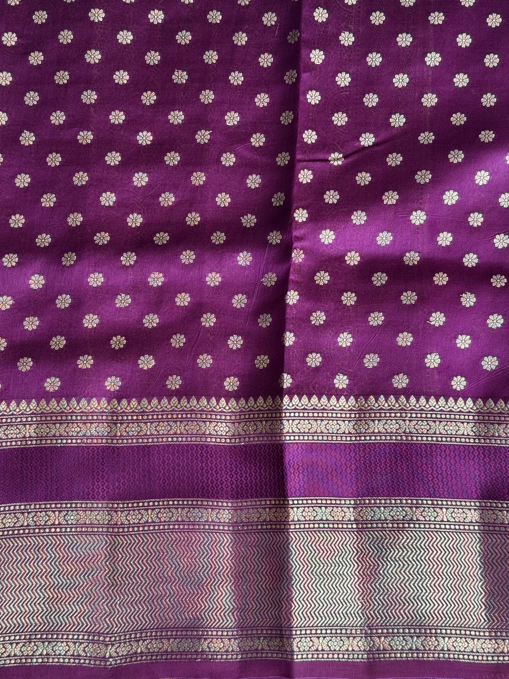 Chiniya Silk Saree Lilac Colored Elegantly Paired With Zari Border - Sampradaya Designer Studio