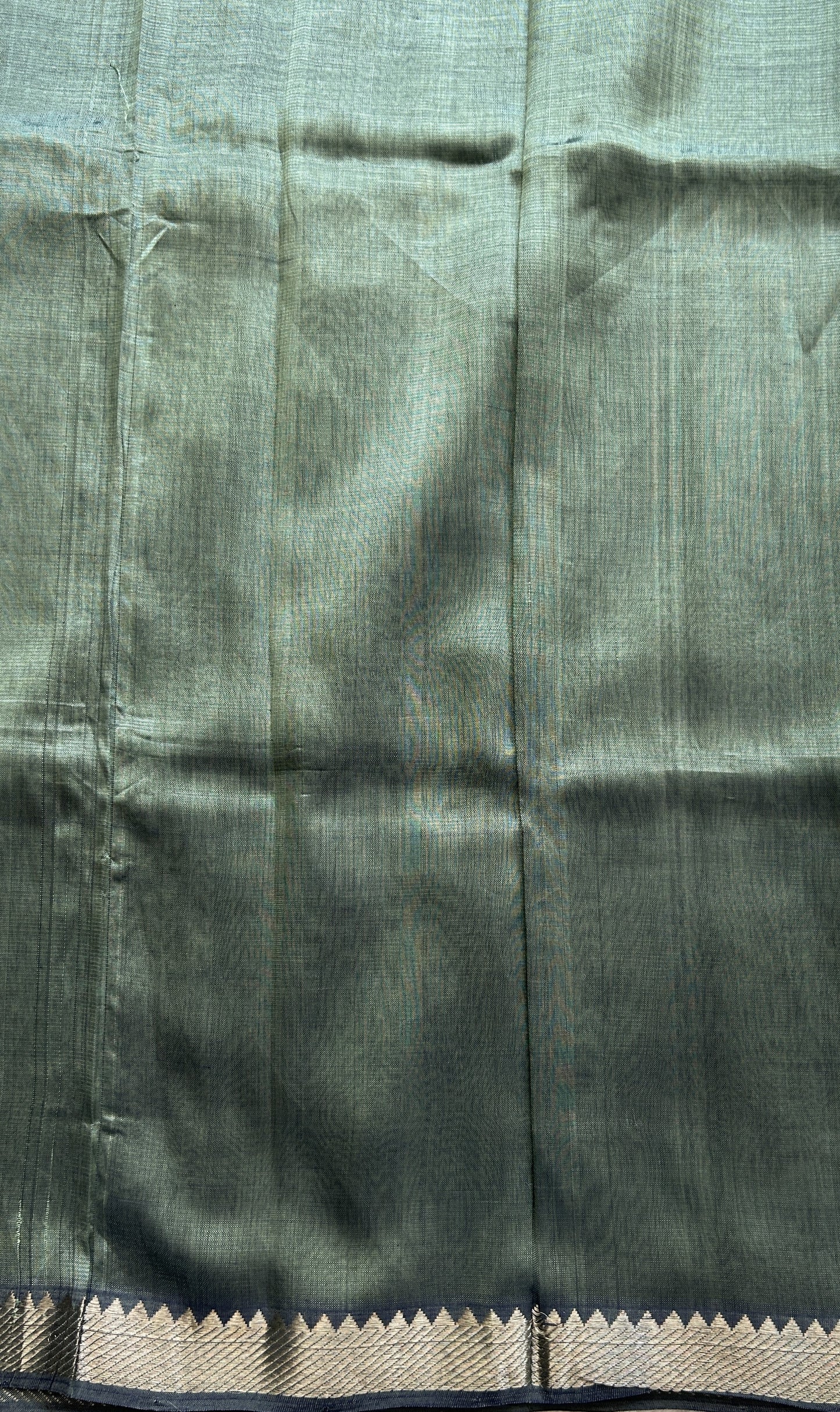 Mangalagiri Plain Pattu Saree Peacock Green colored complemented with a Zari Border - Sampradaya Designer Studio