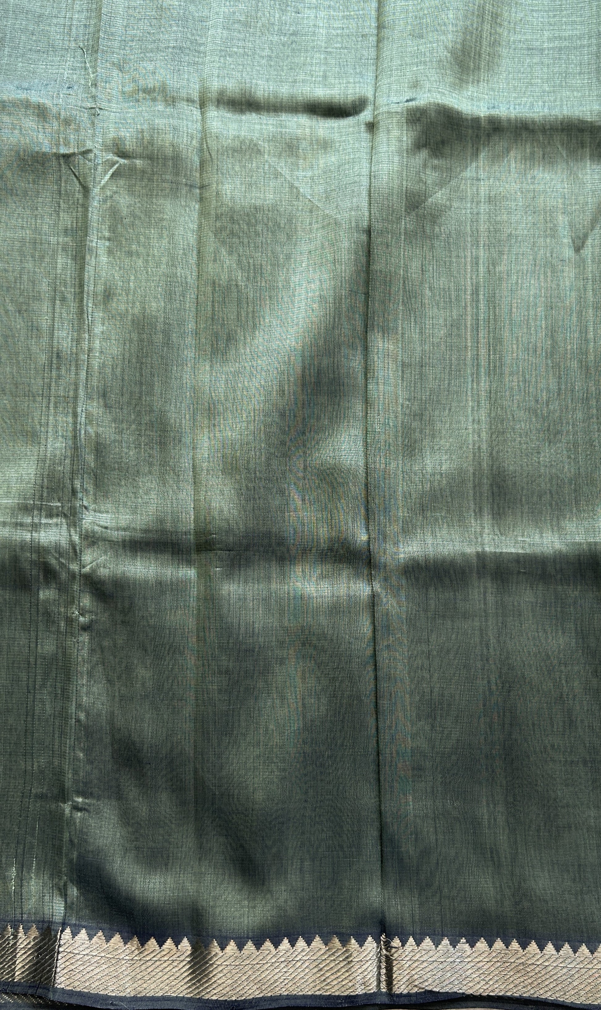 Mangalagiri Plain Pattu Saree Peacock Green colored complemented with a Zari Border - Sampradaya Designer Studio