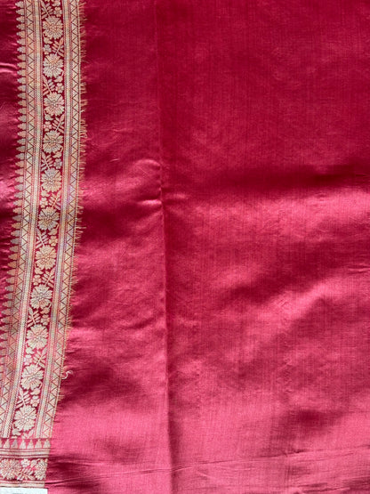 Chiniya Silk Saree Onion Pink Colored Elegantly Paired With a Zari Border - Sampradaya Designer Studio