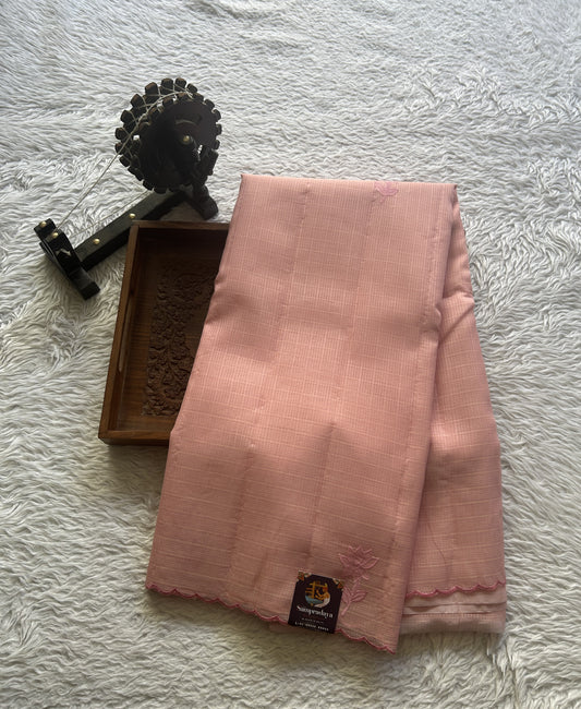Silk kota Saree Light Pink colored Complemented with a Scallop Border. - Sampradaya Designer Studio