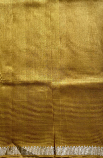 Mangalagiri Plain Pattu Saree Mustard Yellow colored complemented with a Zari Border - Sampradaya Designer Studio