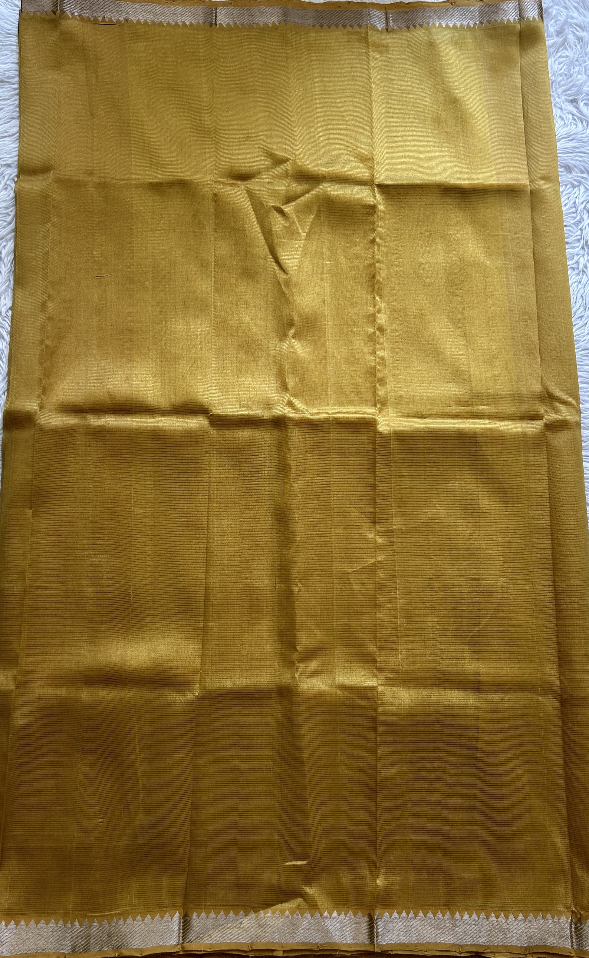 Mangalagiri Plain Pattu Saree Mustard Yellow colored complemented with a Zari Border - Sampradaya Designer Studio