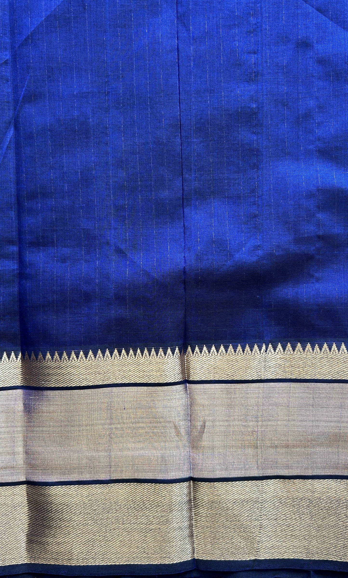 Mangalagiri Plain Pattu Saree Navy Blue colored complemented with a Zari Border - Sampradaya Designer Studio