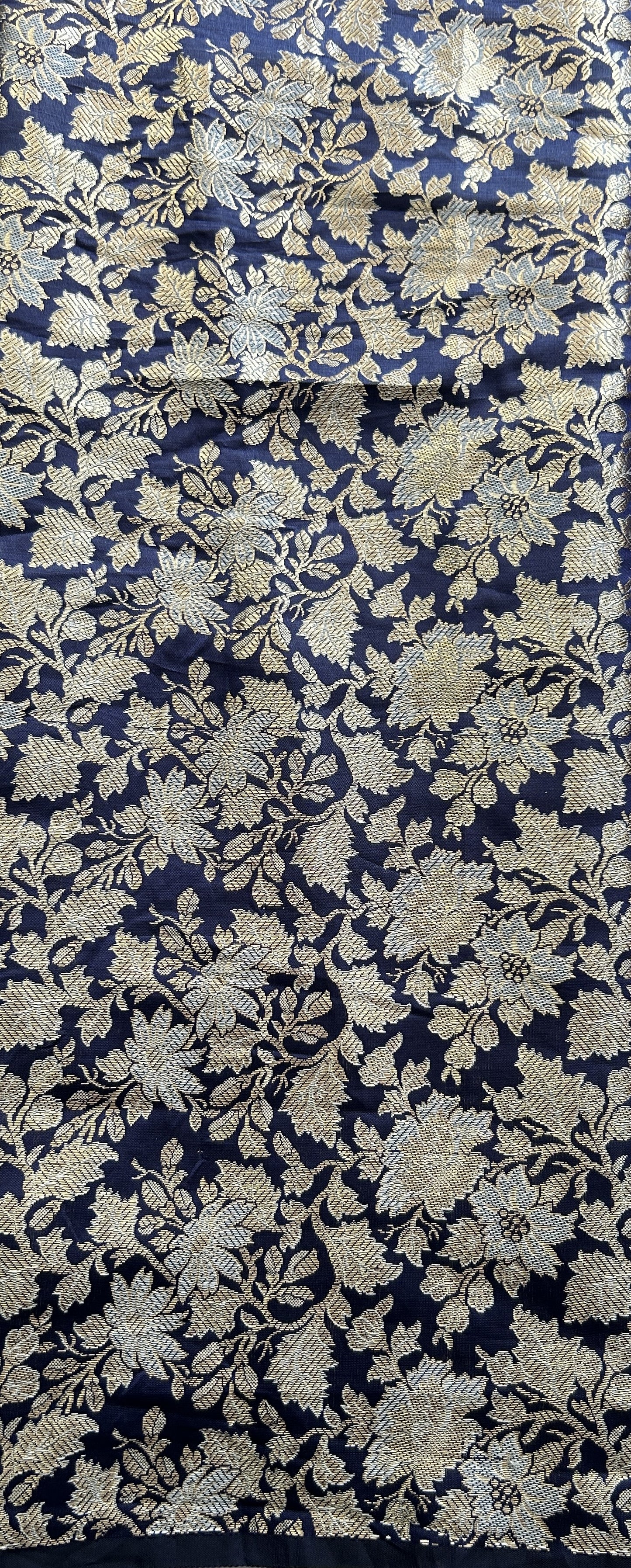 Mangalagiri Plain Pattu Saree Navy Blue colored complemented with a Zari Border - Sampradaya Designer Studio