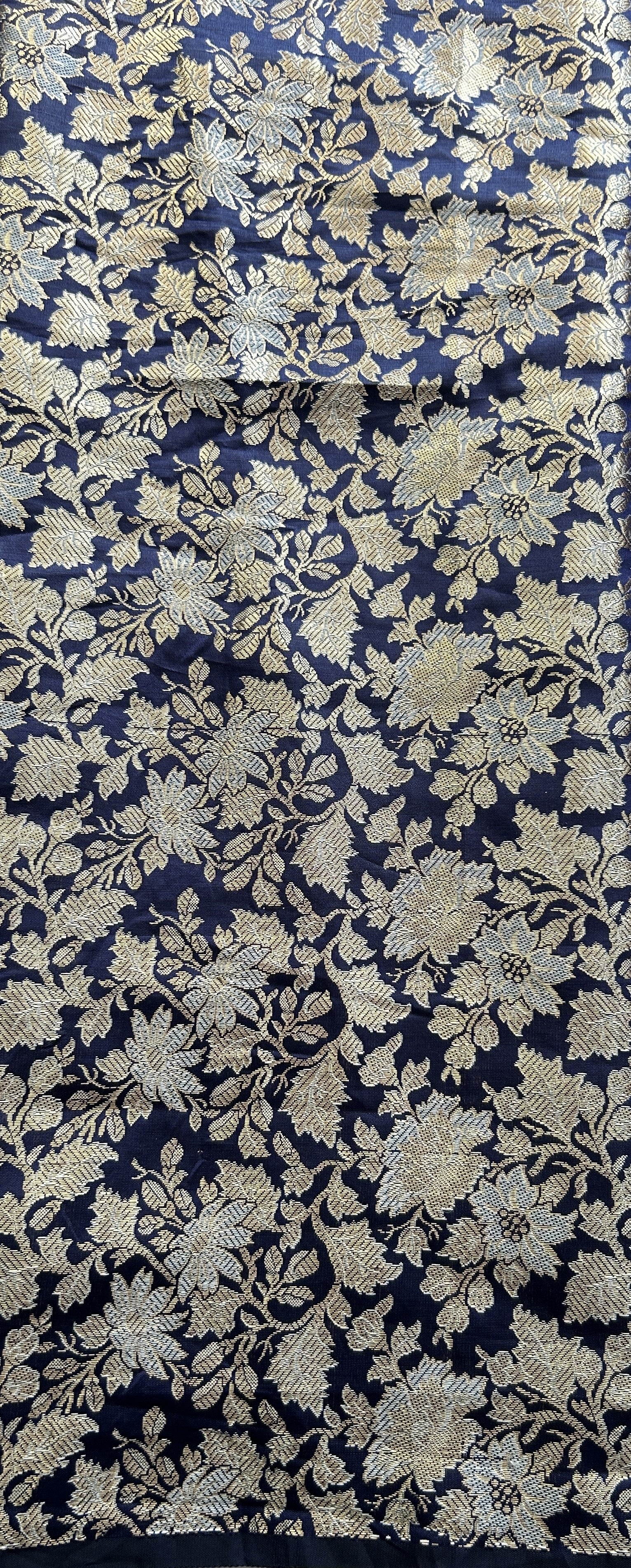 Mangalagiri Plain Pattu Saree Navy Blue colored complemented with a Zari Border - Sampradaya Designer Studio