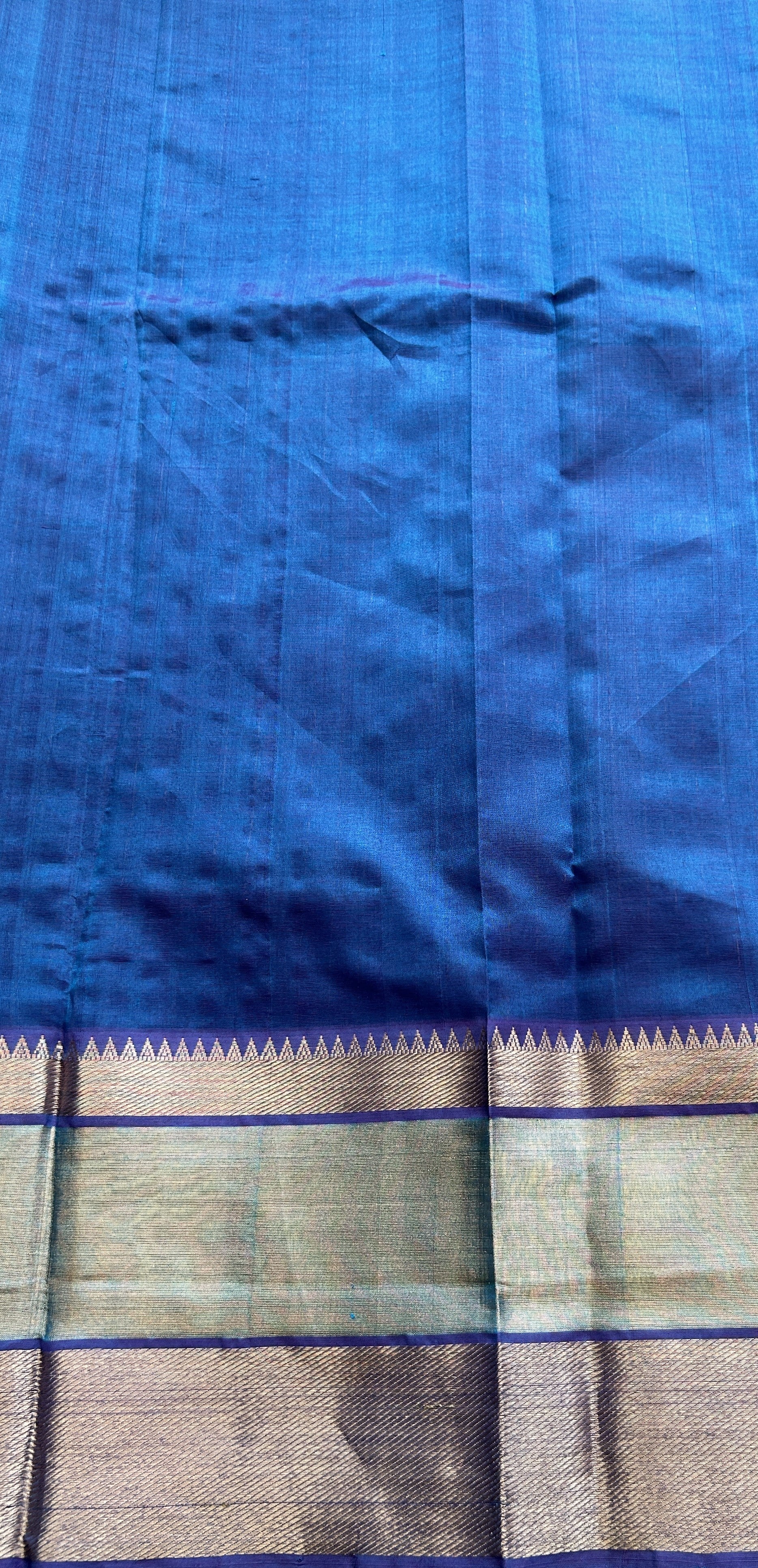 Mangalagiri Plain Pattu Saree Blue colored complemented with a Zari Border - Sampradaya Designer Studio