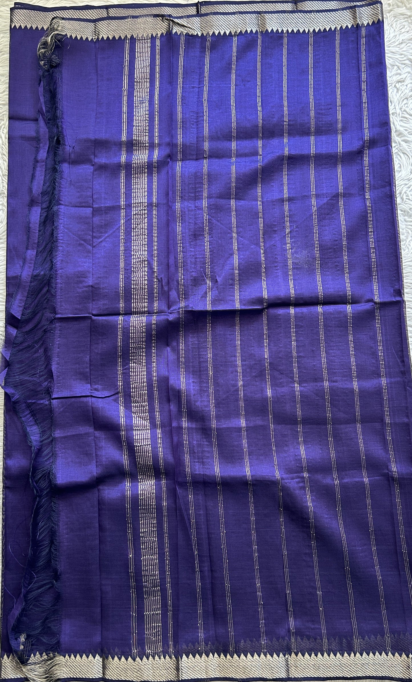 Mangalagiri Plain Pattu Saree Royal Blue colored complemented with a Zari Border - Sampradaya Designer Studio