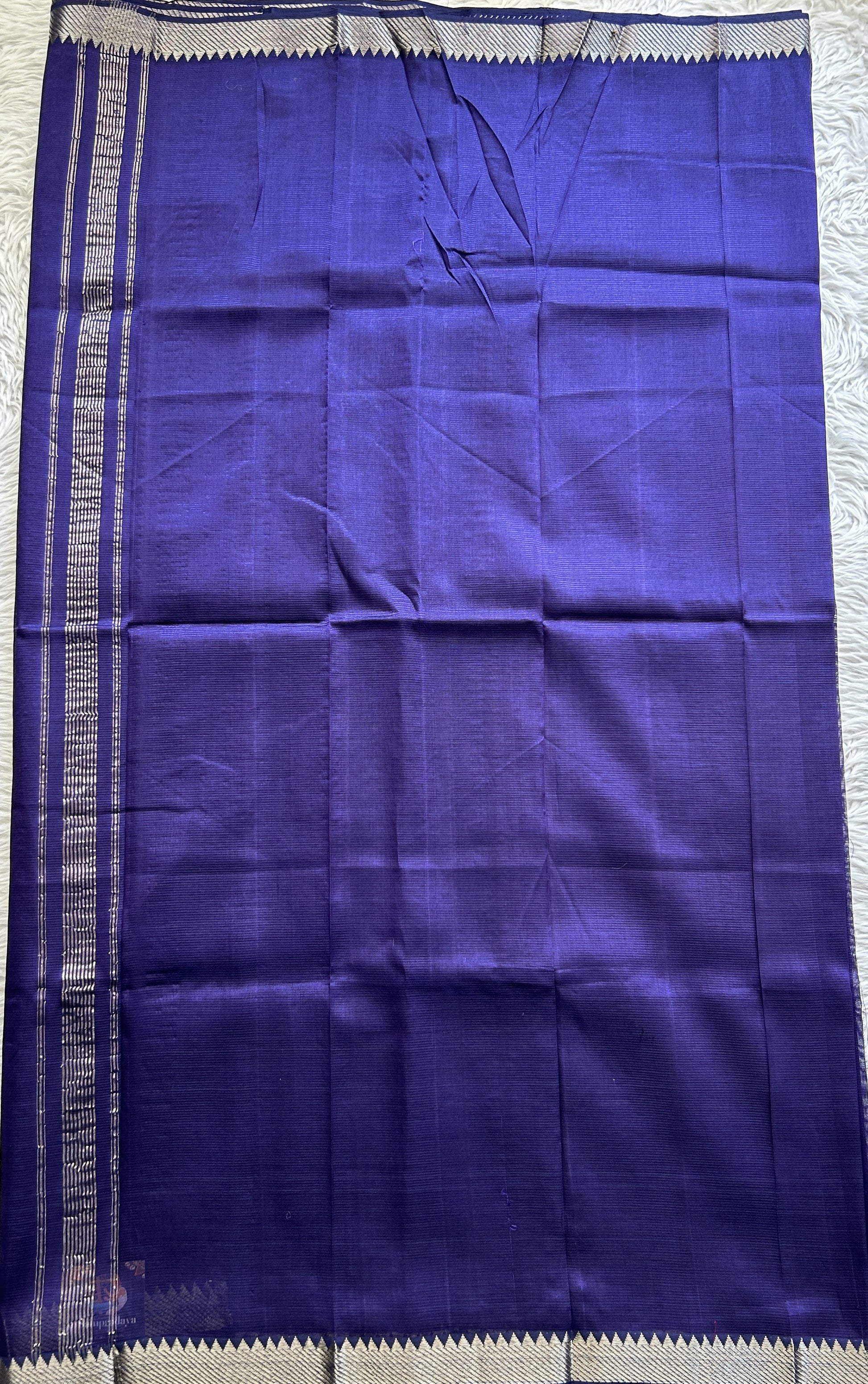 Mangalagiri Plain Pattu Saree Royal Blue colored complemented with a Zari Border - Sampradaya Designer Studio