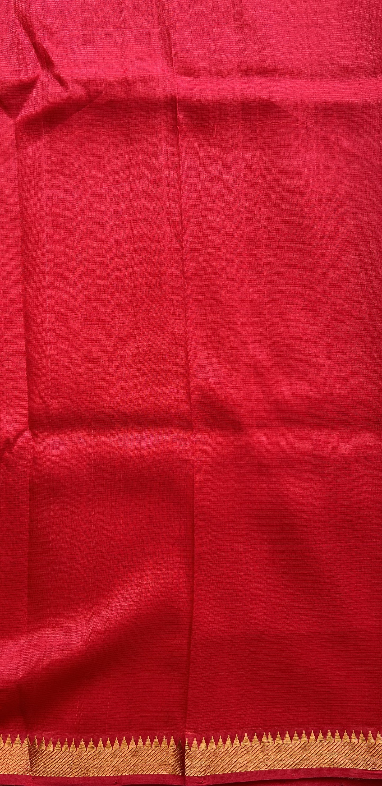 Mangalagiri Plain Pattu Saree Red colored complemented with a Zari Border - Sampradaya Designer Studio
