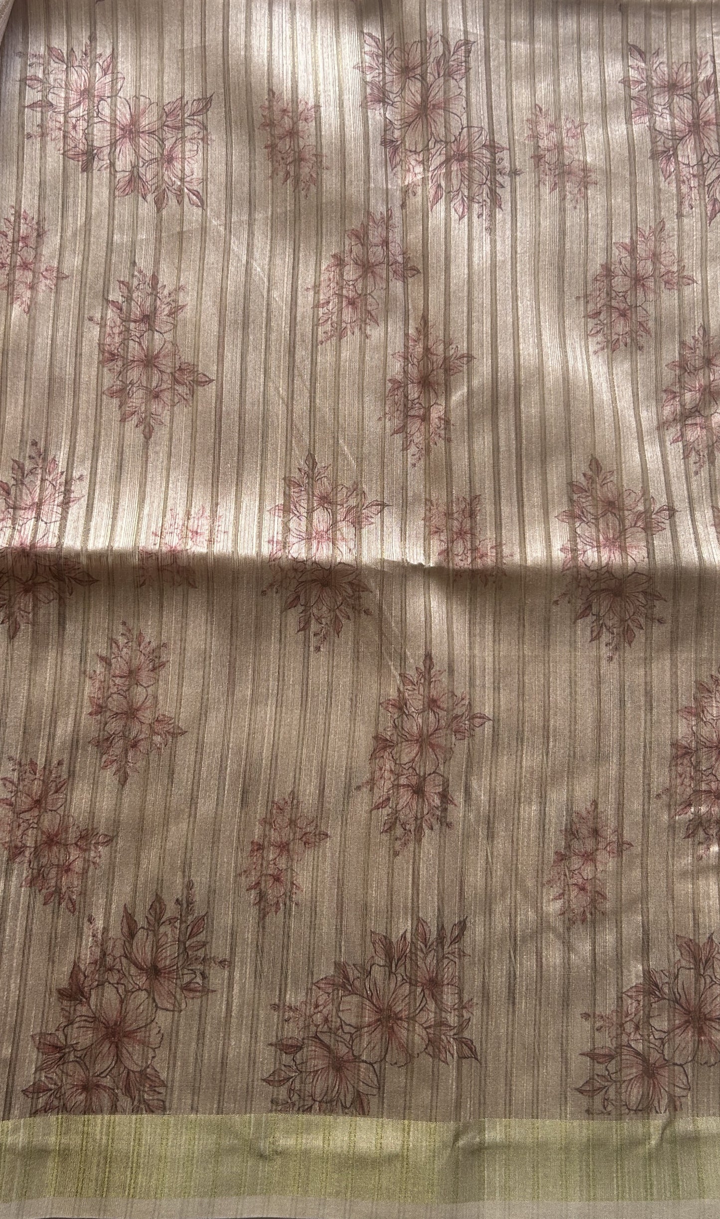 Semi Tussar Saree Light Baby Pink Colored Elegantly Paired with a Zari Border. - Sampradaya Designer Studio