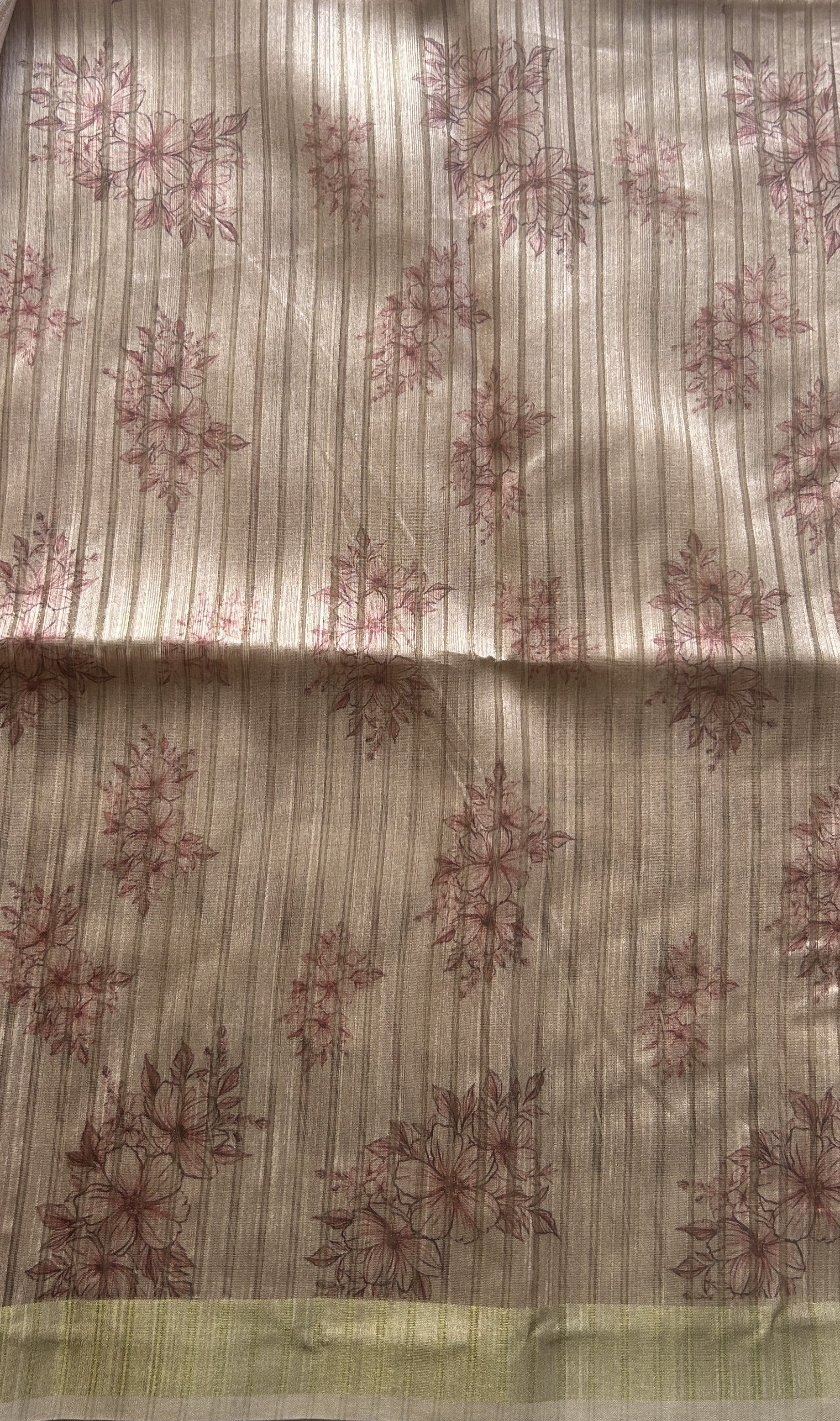 Semi Tussar Saree Light Baby Pink Colored Elegantly Paired with a Zari Border. - Sampradaya Designer Studio
