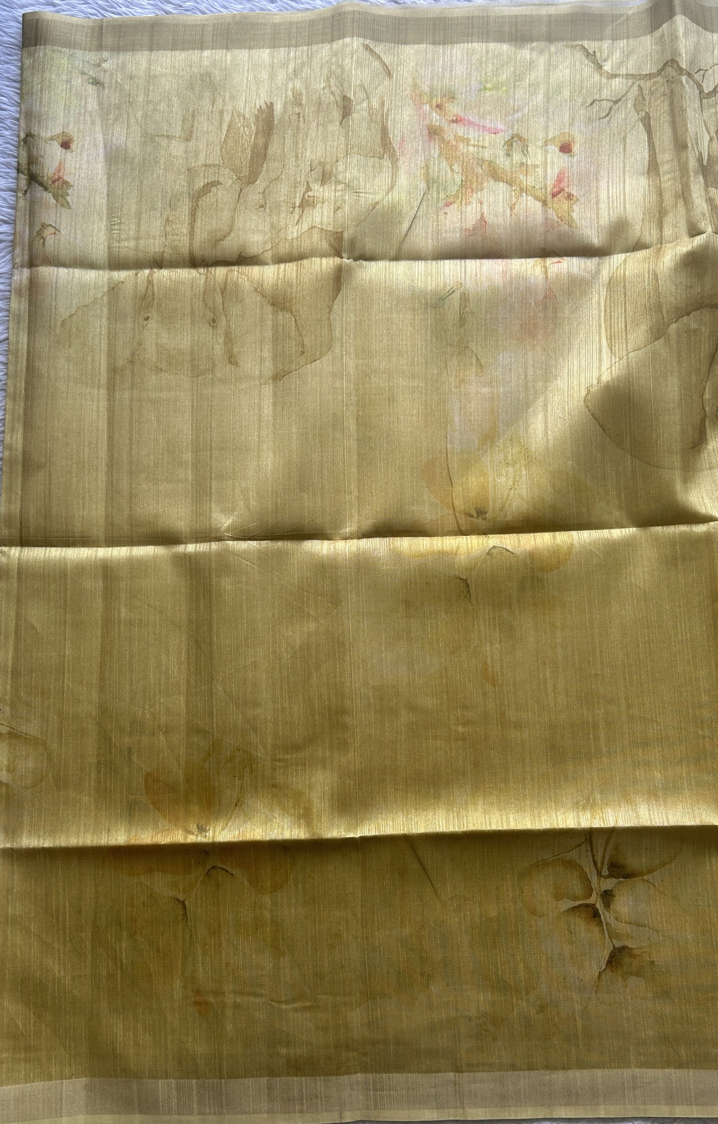 Semi Tussar Saree Light Yellow Colored Elegantly Paired with a Zari Border. - Sampradaya Designer Studio