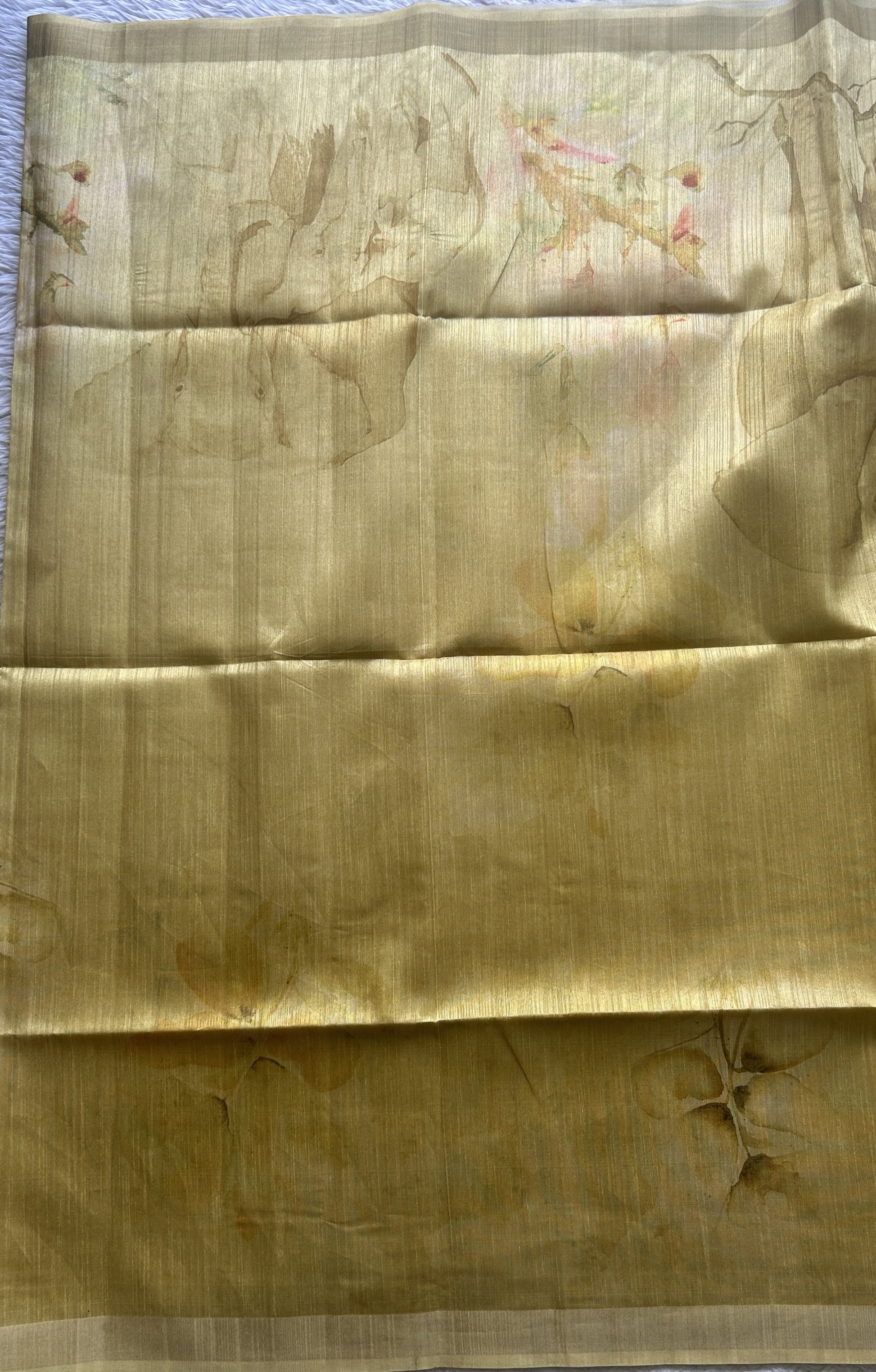 Semi Tussar Saree Light Yellow Colored Elegantly Paired with a Zari Border. - Sampradaya Designer Studio