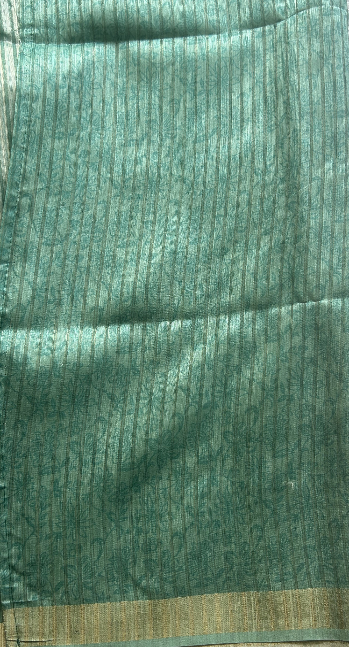 Semi Tussar Saree Aqua Blue Colored Elegantly Paired with a Zari Border. - Sampradaya Designer Studio