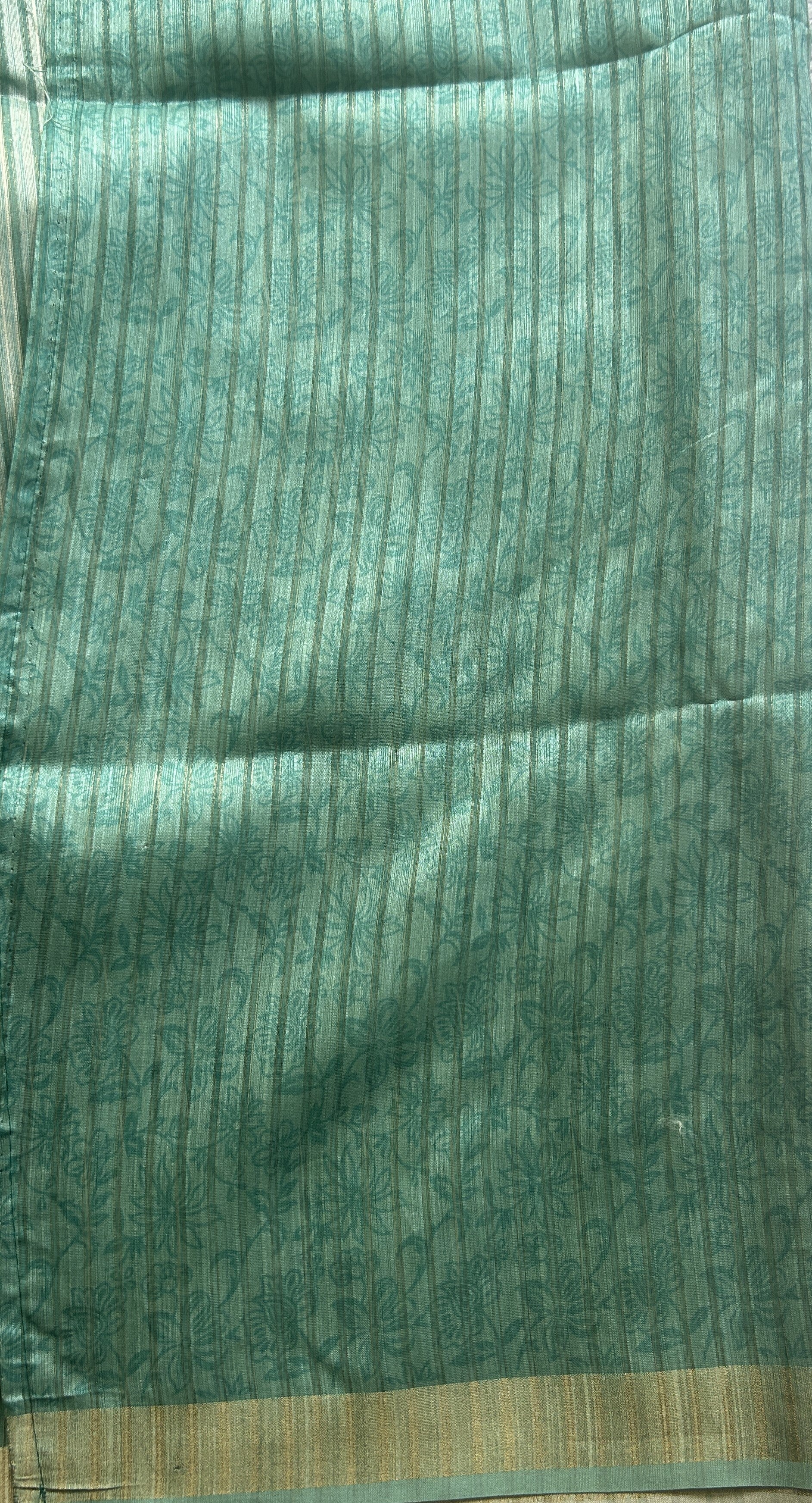 Semi Tussar Saree Aqua Blue Colored Elegantly Paired with a Zari Border. - Sampradaya Designer Studio