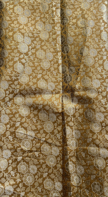 Mangalagiri Plain Pattu Saree Brown colored complemented with a mangalagiri Gap Border - Sampradaya Designer Studio