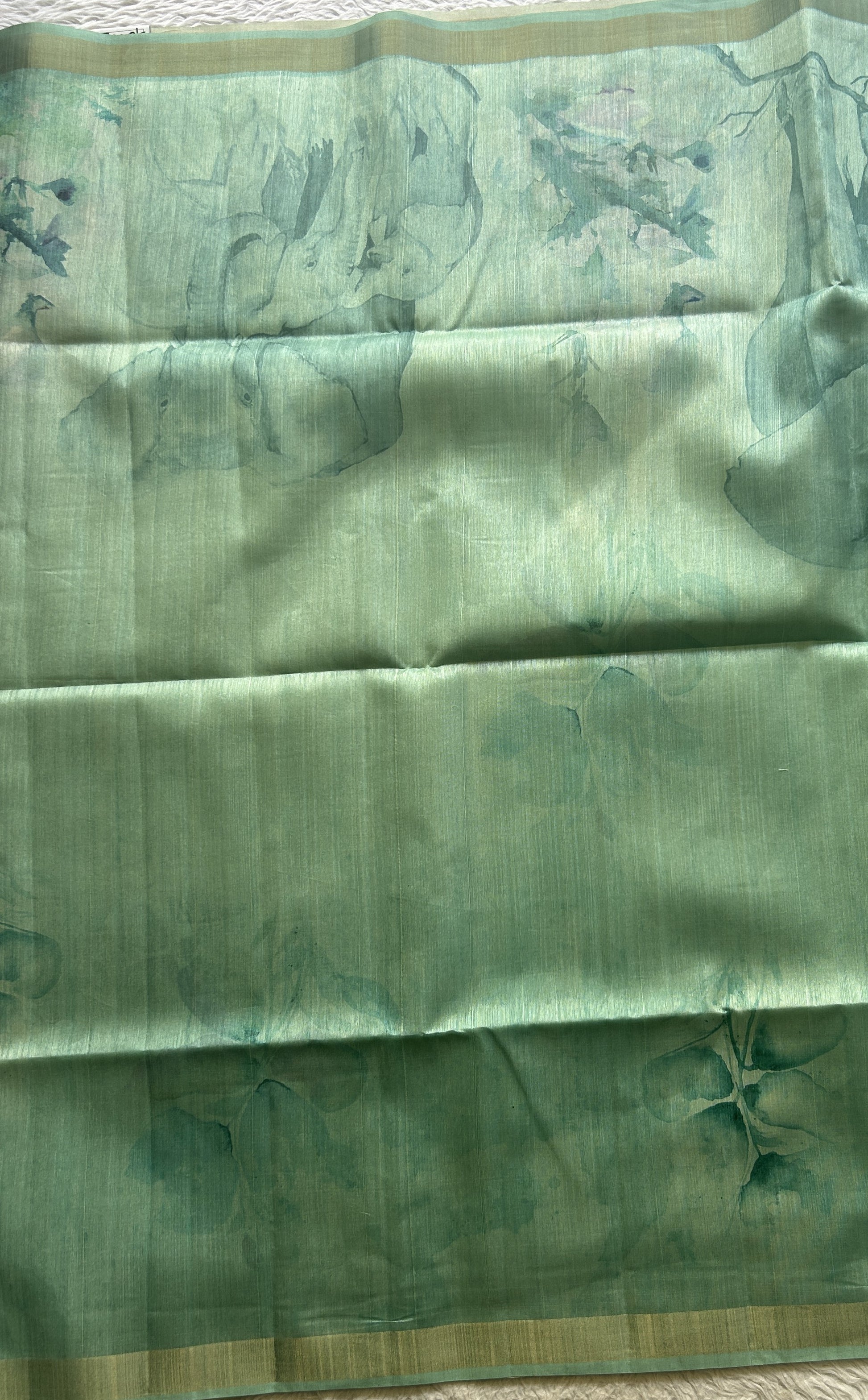 Semi Tussar Saree Aqua Blue Colored Elegantly Paired with a Zari Border. - Sampradaya Designer Studio