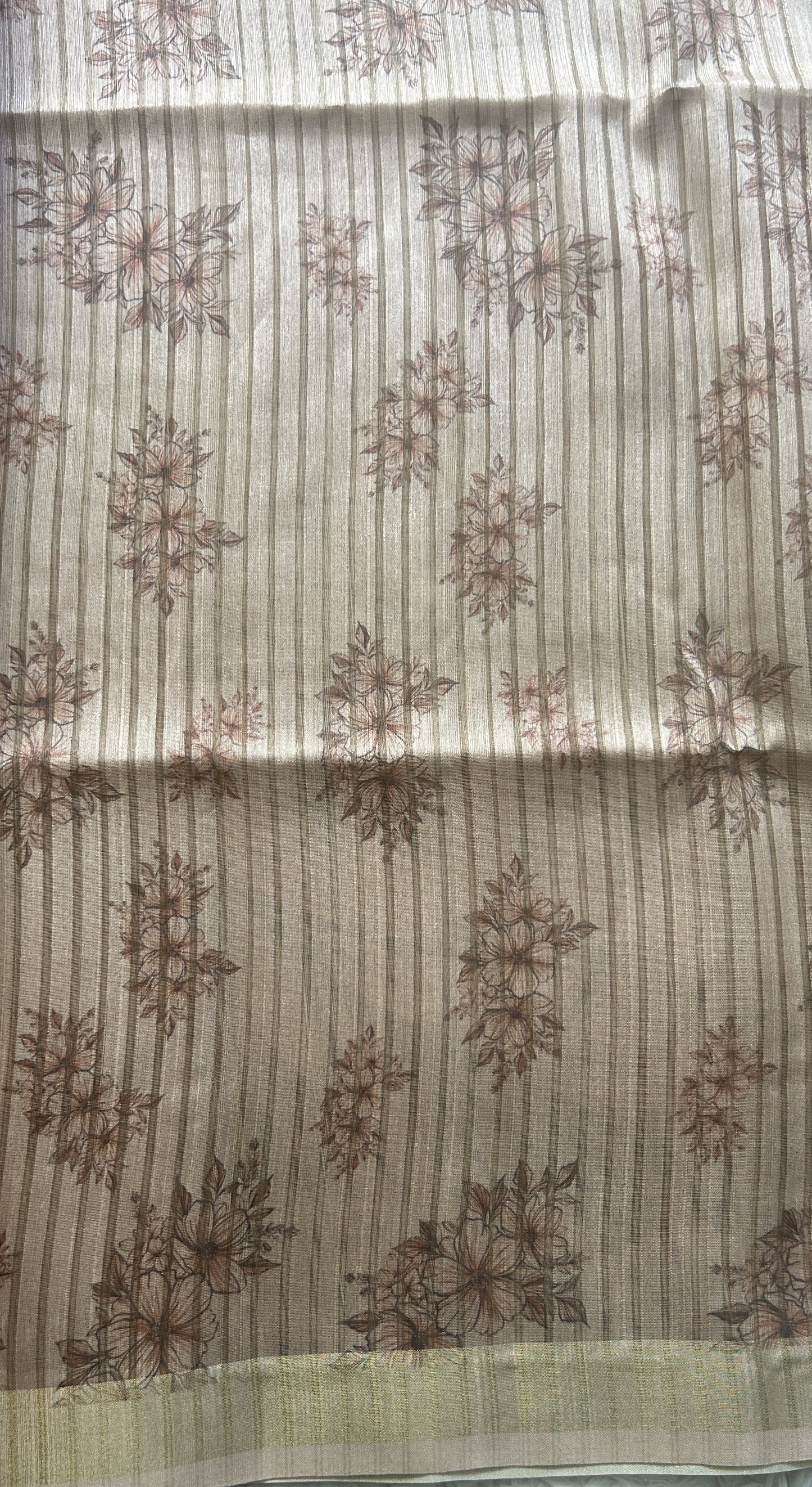 Semi Tussar Saree Light Brown Colored Elegantly Paired with a Zari Border. - Sampradaya Designer Studio