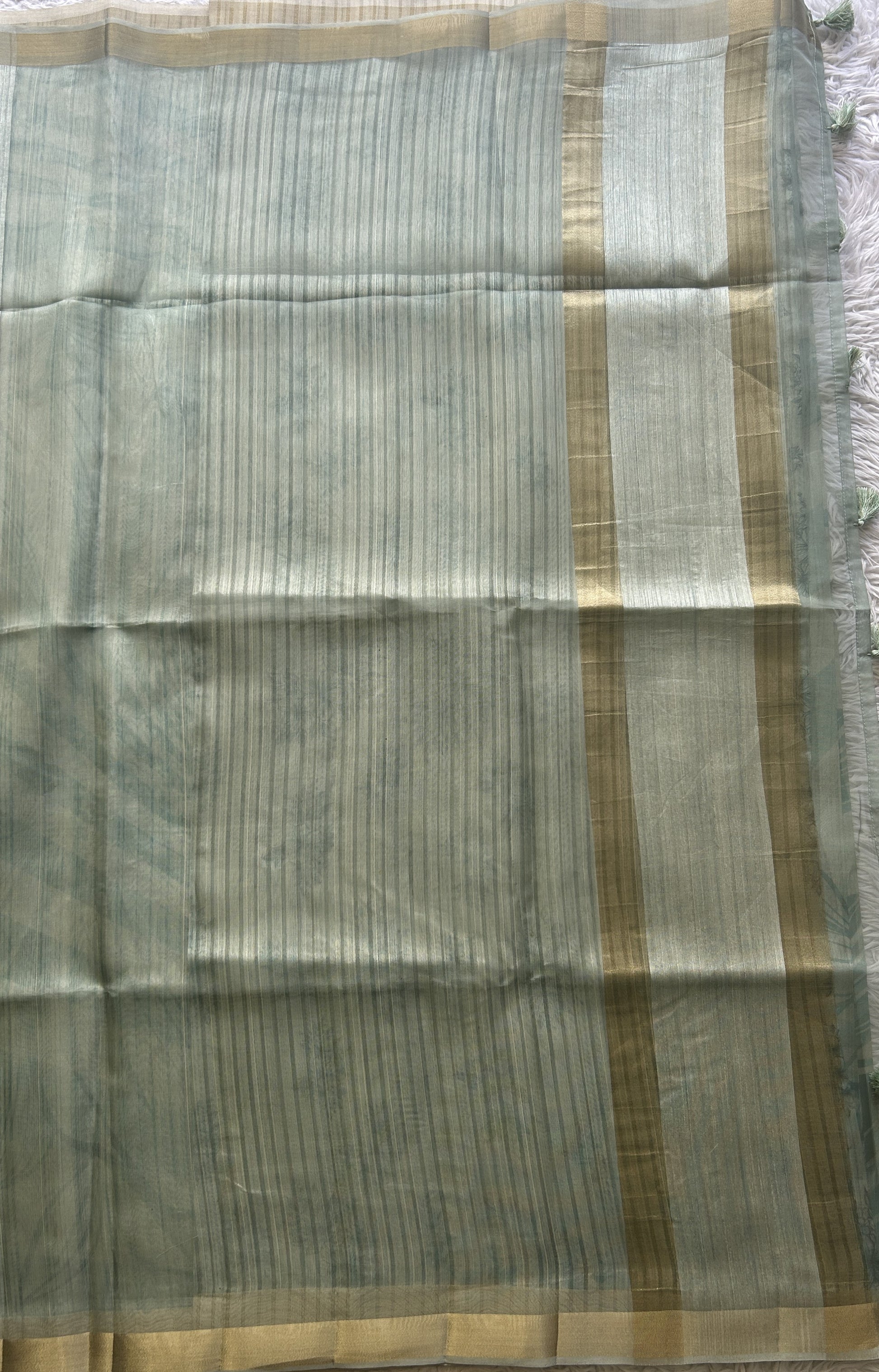 Semi Tussar Saree Sea Blue Colored Elegantly Paired with a Zari Border. - Sampradaya Designer Studio