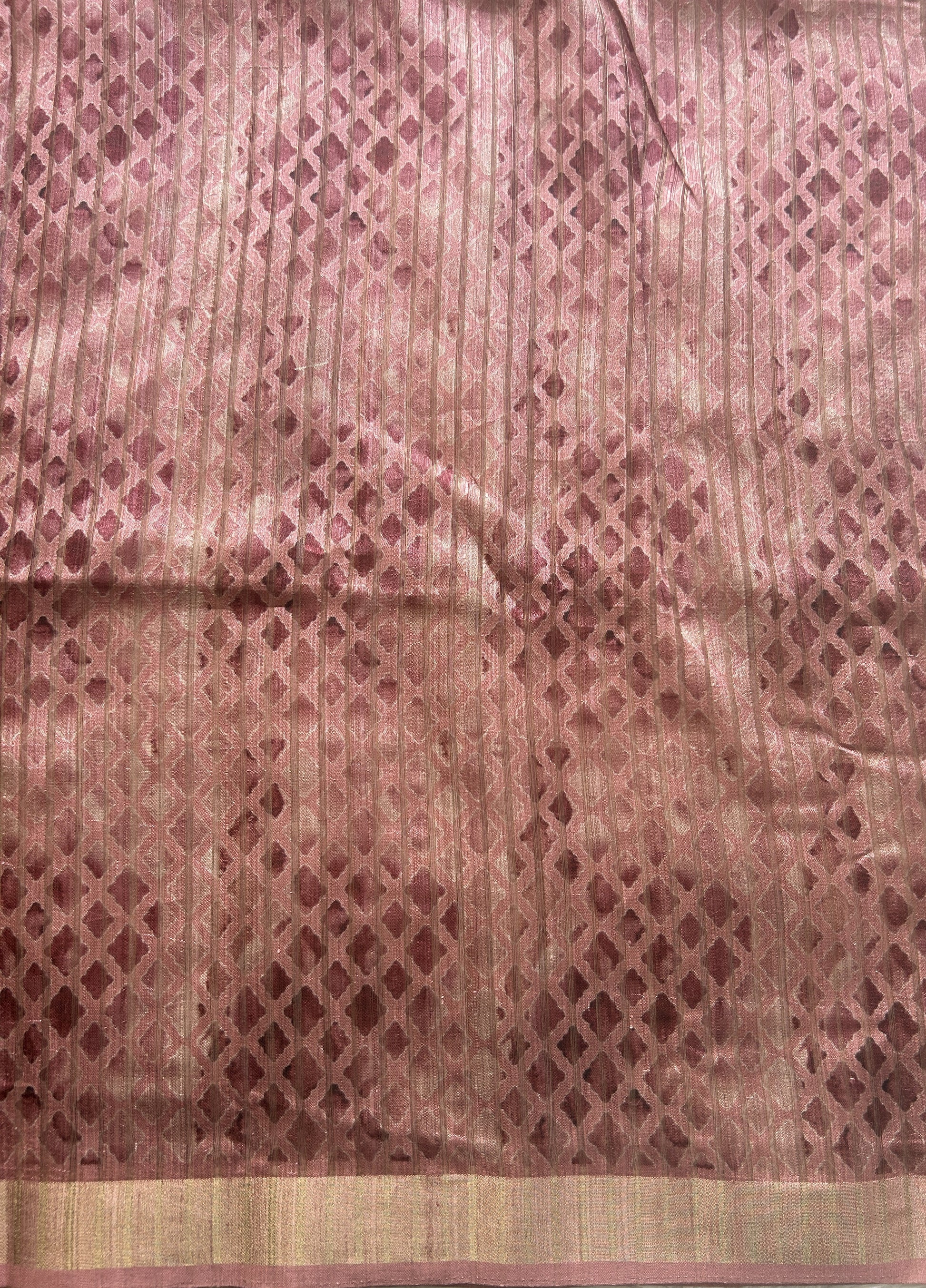 Semi Tussar Saree Onion Pink Colored Elegantly Paired with a Zari Border. - Sampradaya Designer Studio