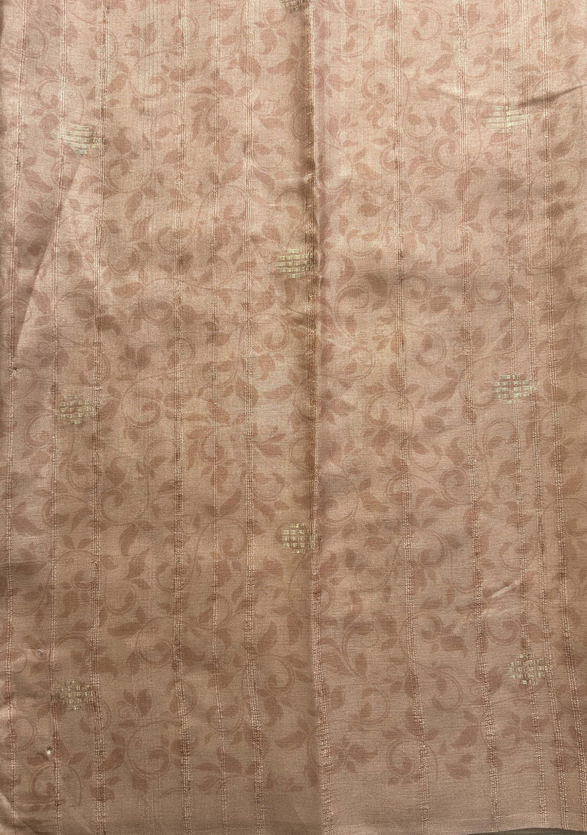 Semi Tussar Saree Light Peach Colored Elegantly Paired with a Borderless. - Sampradaya Designer Studio