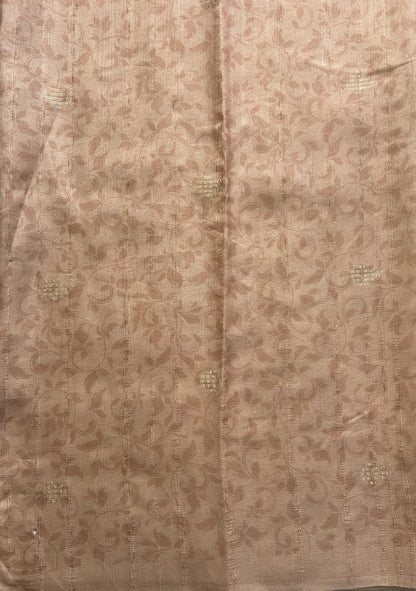 Semi Tussar Saree Light Peach Colored Elegantly Paired with a Borderless. - Sampradaya Designer Studio
