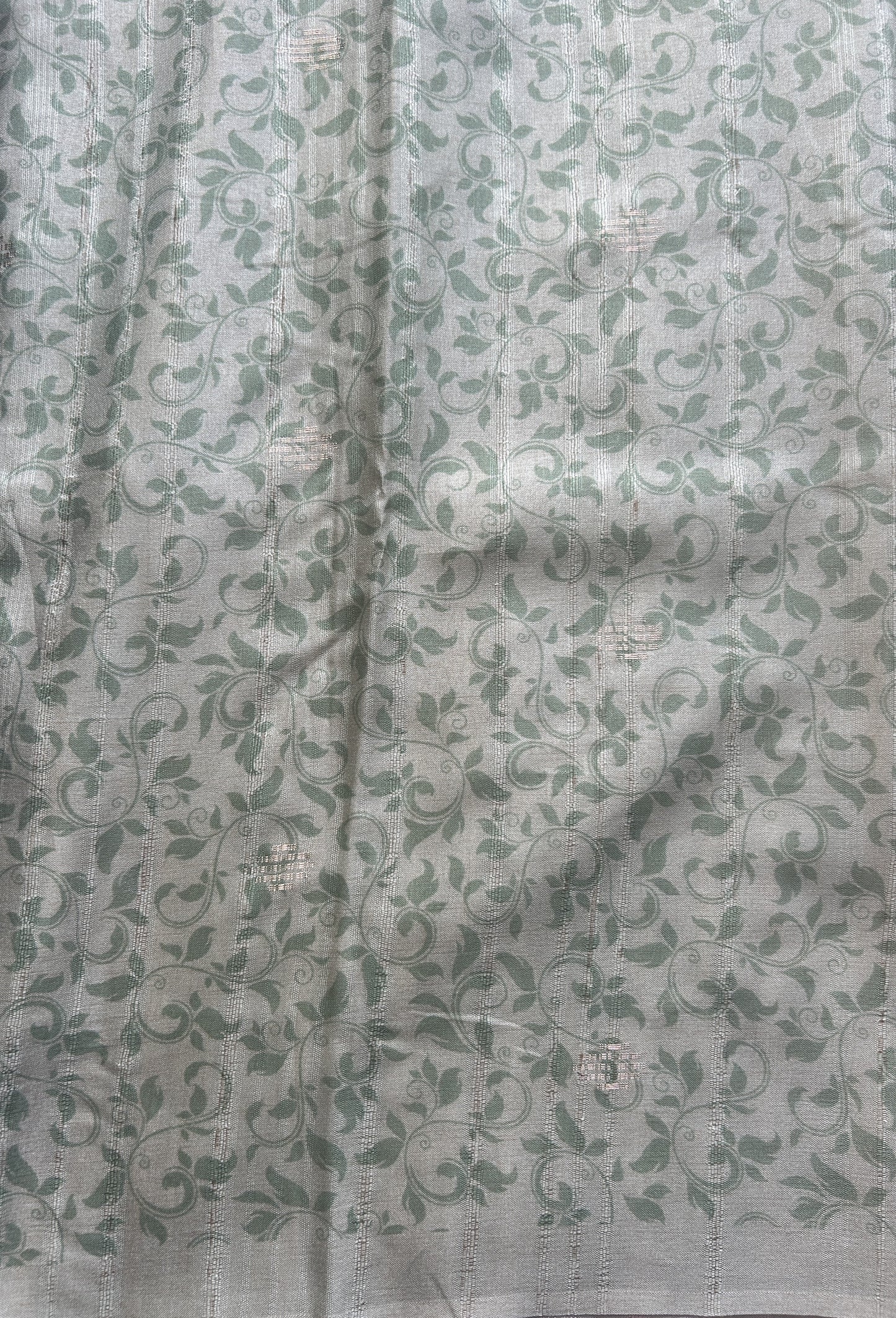 Semi Tussar Saree Light Green Colored Elegantly Paired with a Borderless. - Sampradaya Designer Studio